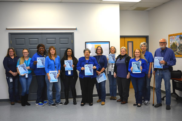 Team members wore blue in recognition of National Diabetes Awareness Month.
